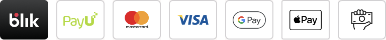 Akceptowane metody płatności: Blik, PayU, Mastercard, Visa, Google Pay, Apple Pay, przelew bankowy